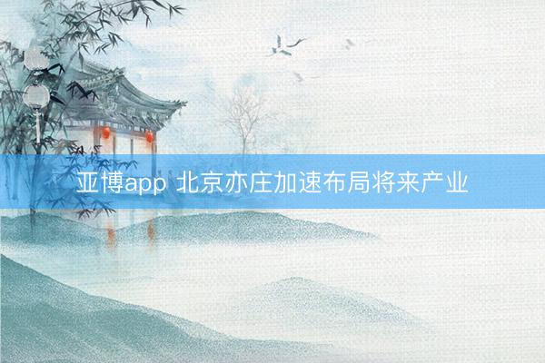 亚博app 北京亦庄加速布局将来产业